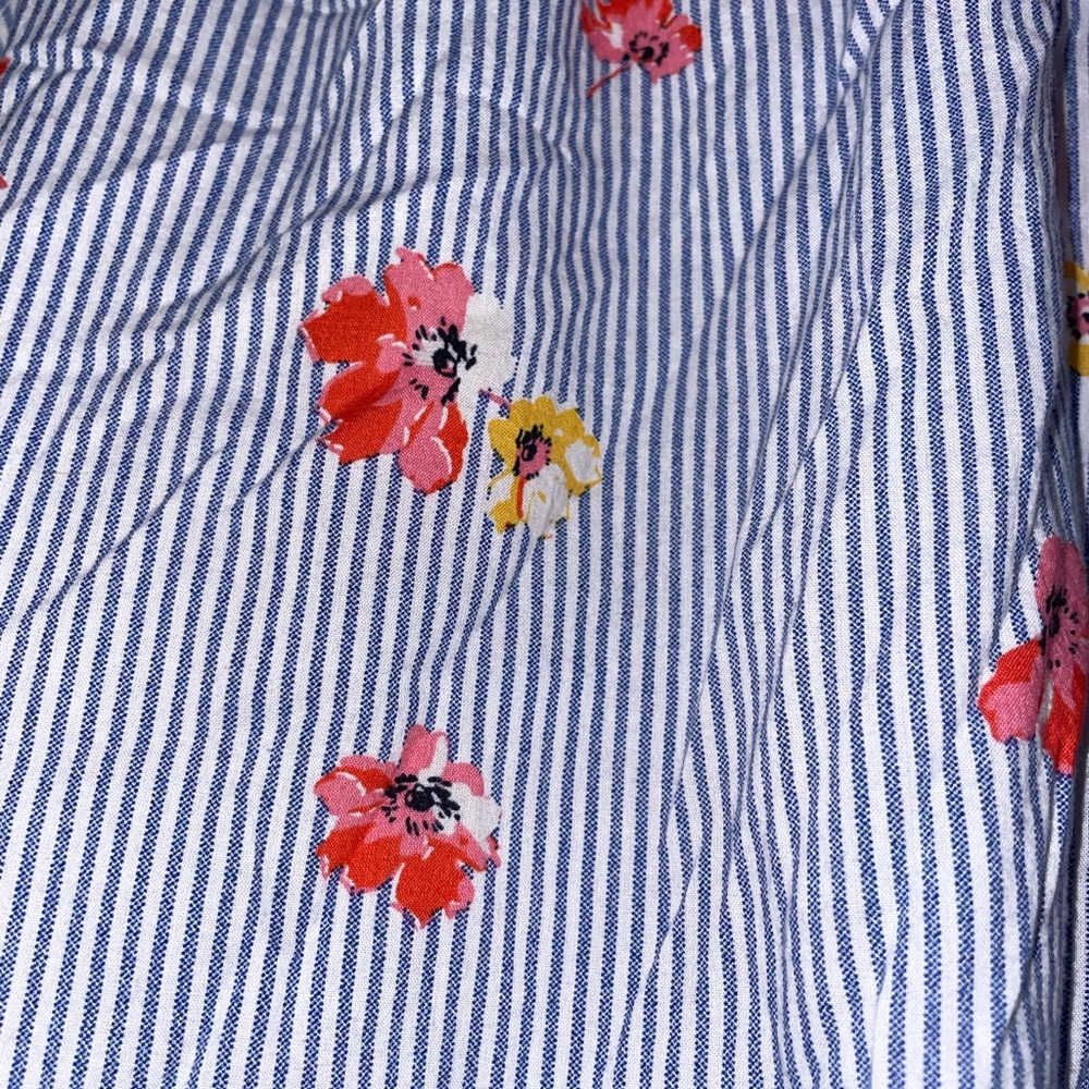 Old Navy Blue Striped Square-Neck Floral Blouse - Picture 2 of 4